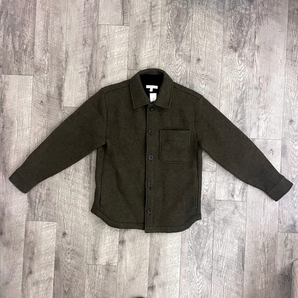 Banana Republic Mens 100% Wool Shirt Jacket Olive Green Shacket Medium NWT